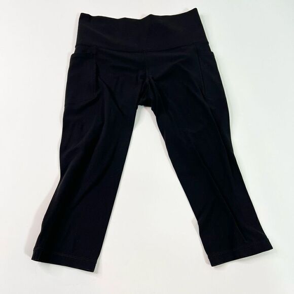 Athleta Capri Pants Women's SP Black Pullover High Rise Wide Waist Ankle Length - Picture 1 of 11